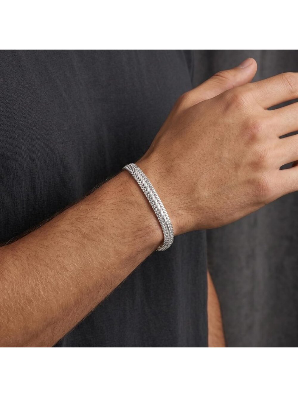 Men's 925 Sterling Silver Chain Bracelet - Tarnish-Resistant Jewelry Gift, 7-8.5 - Picture 4 of 6